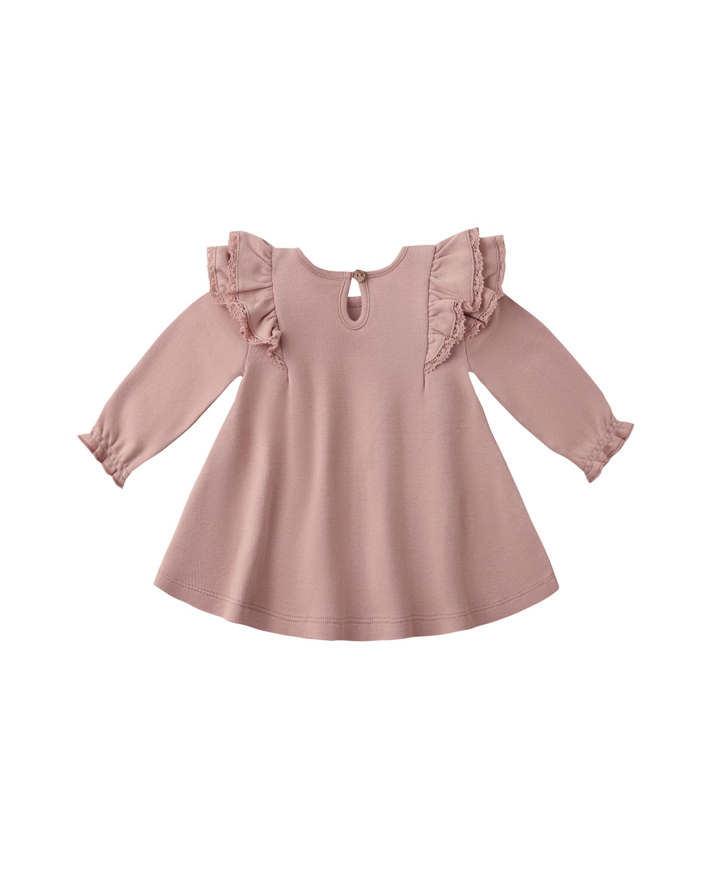 Rose Long Sleeve Flutter Dress