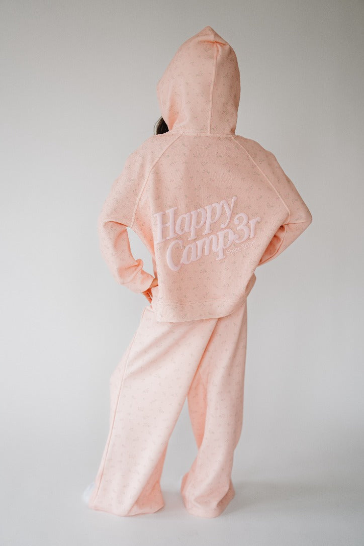 Pink Peony Half Zip Hoodie