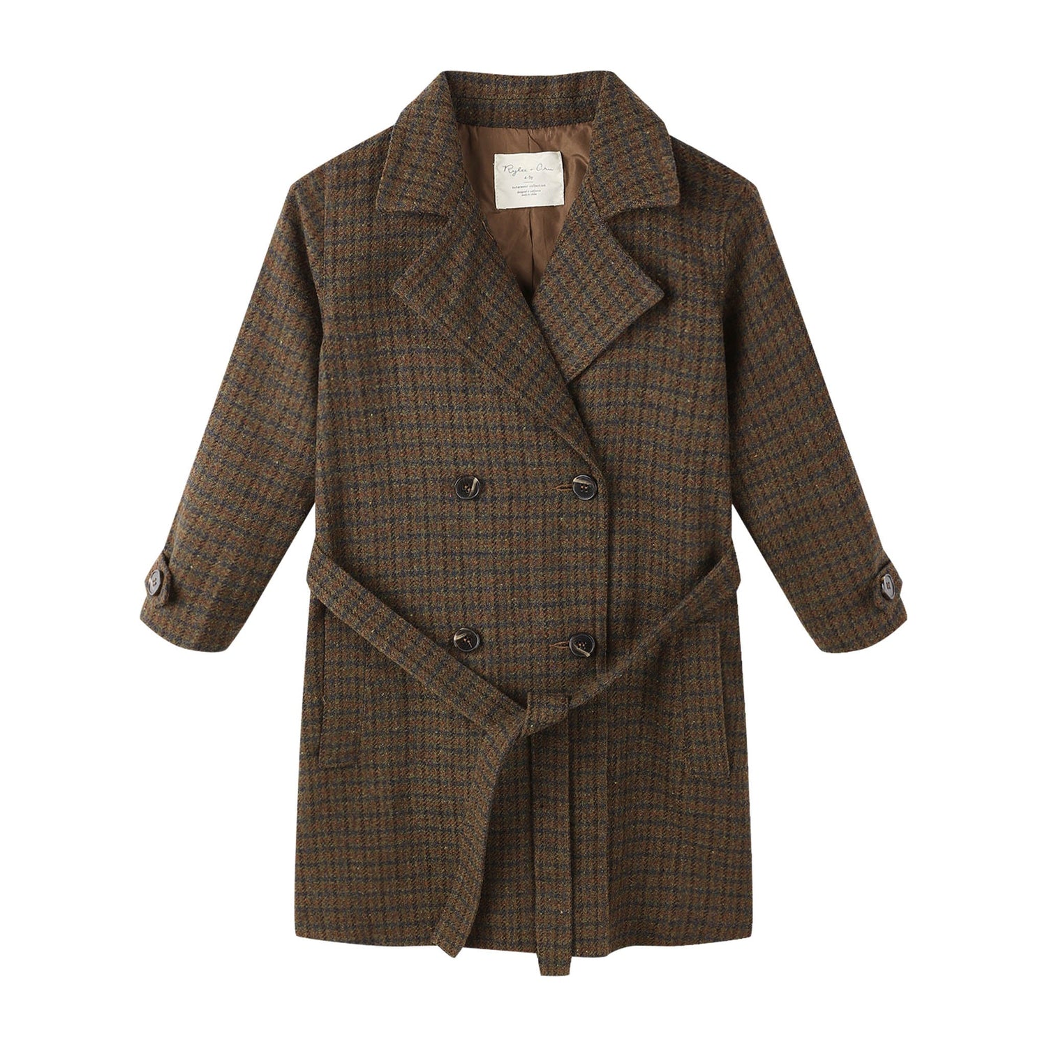 Brown checkered coat on a white background