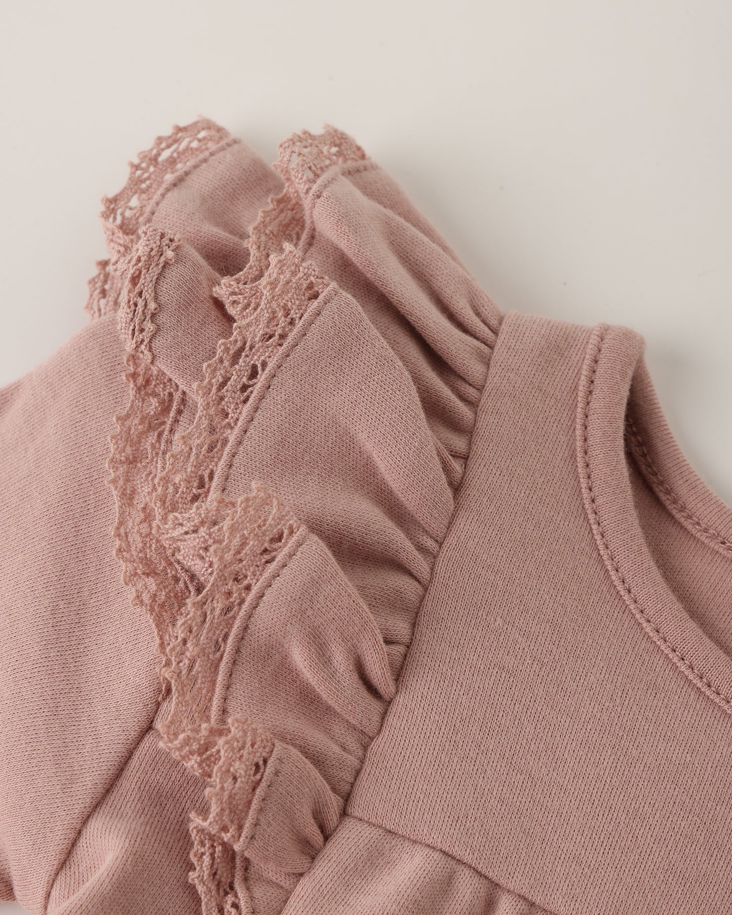 Rose Long Sleeve Flutter Dress