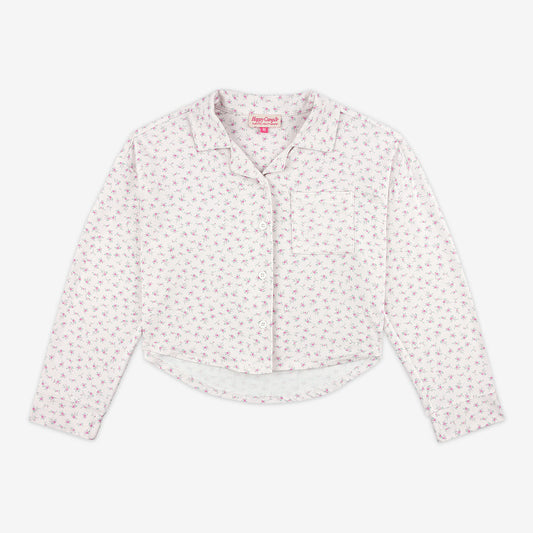 White blouse with small pattern on a white background