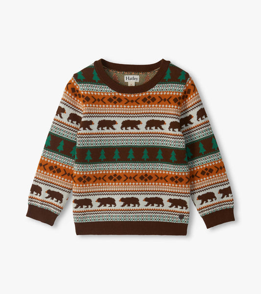Baby boys forest bear print crew neck sweater by Hatley