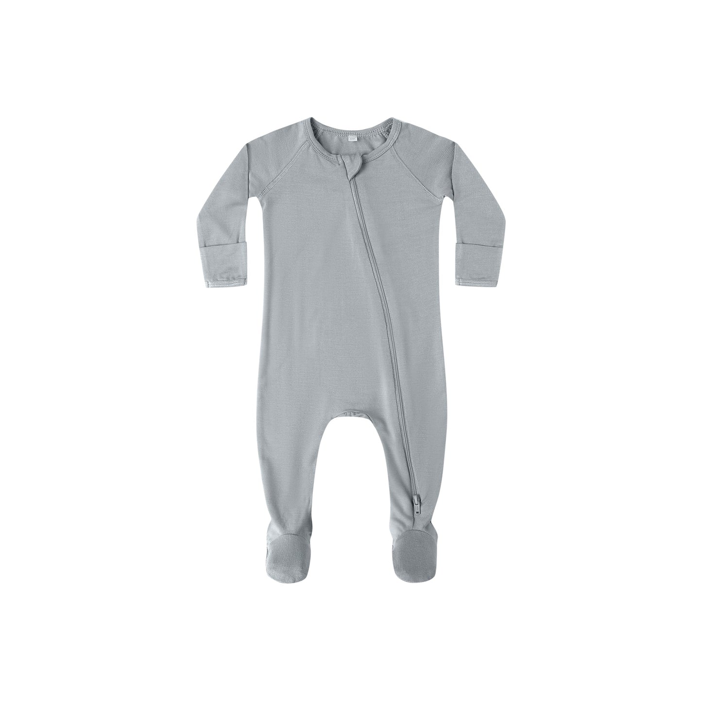 Steel Blue Solid Bamboo Zip Footie