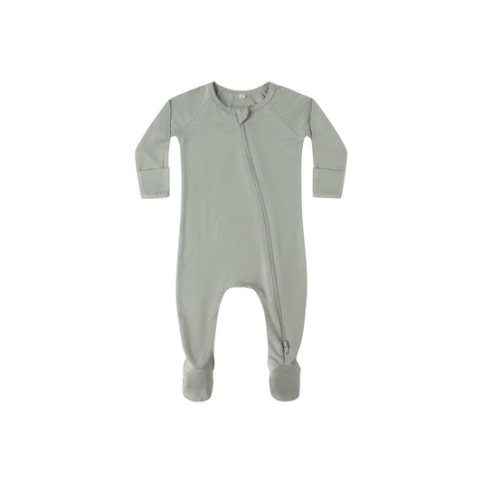 Fern Solid Bamboo Zip Footie
