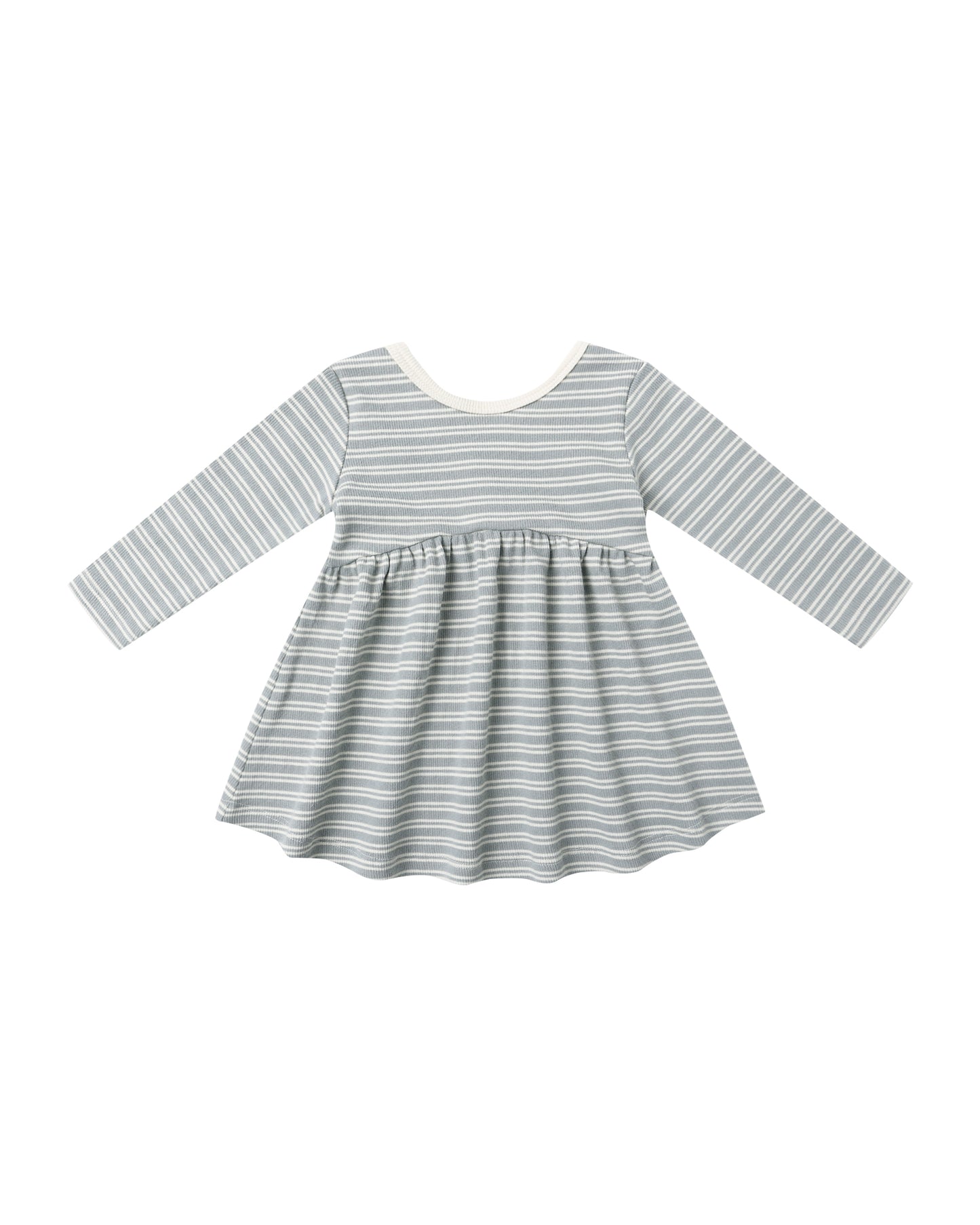 Steel Blue Ribbed Micro Stripe Dress