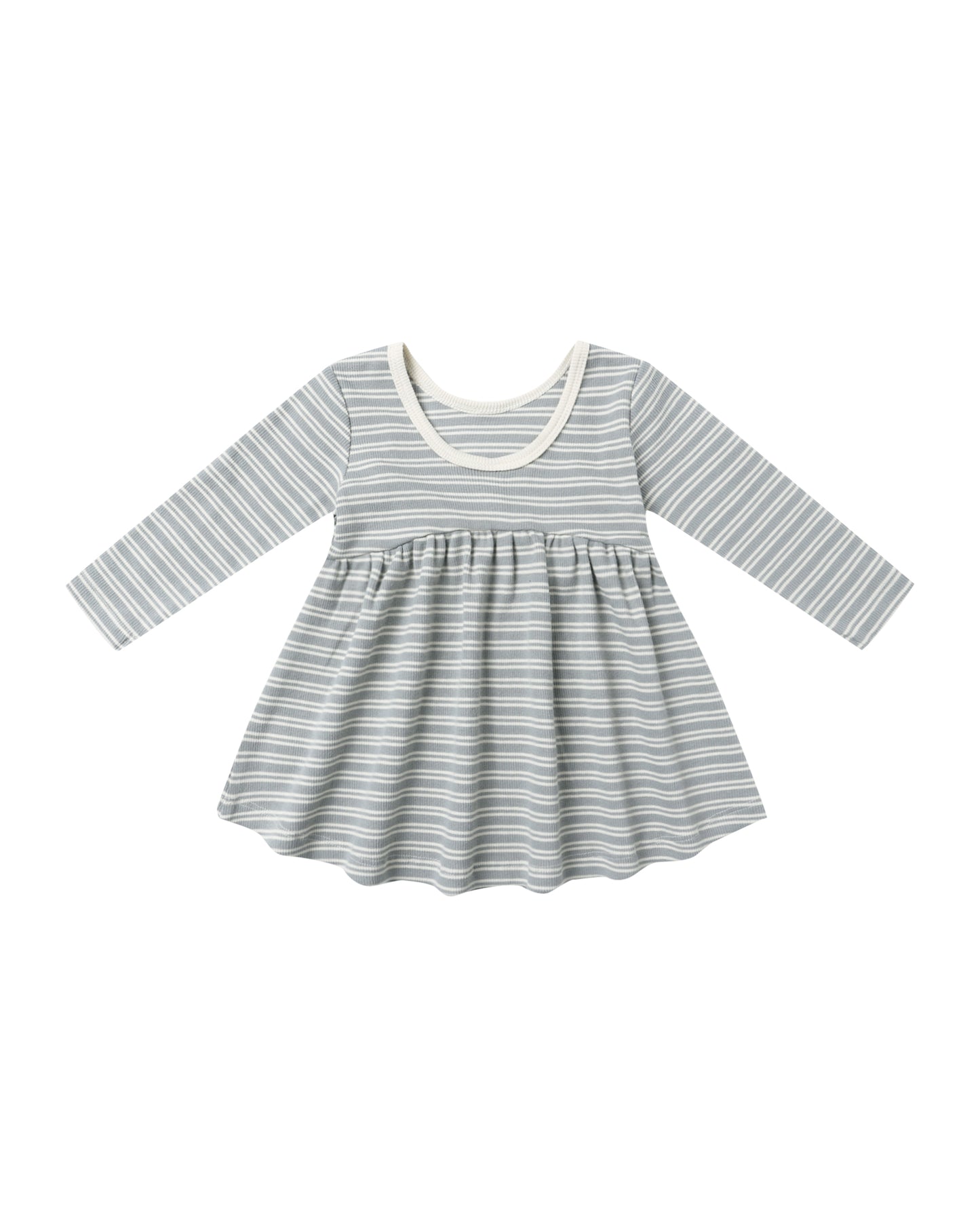 Steel Blue Ribbed Micro Stripe Dress