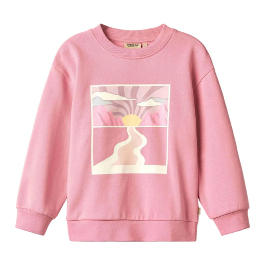 Rose print pullover sweatshirt for girls on a white background