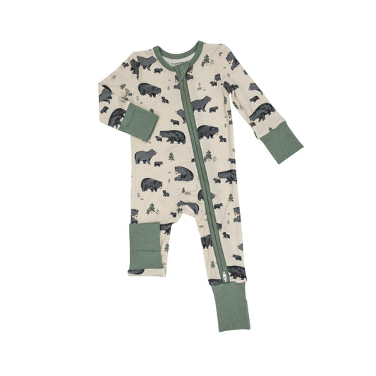 Black Bears Zip Romper 130 BABY BOYS/NEUTRAL APPAREL Angel Dear 0-3m