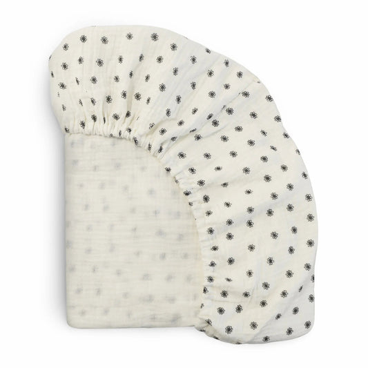 Black Daisy Muslin Crib Sheet 180 BABY GEAR Mushie