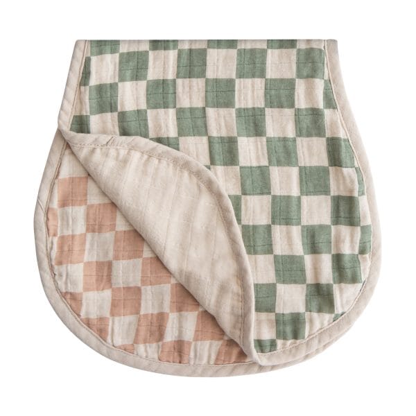 Burp Cloth 180 BABY GEAR Mushie Olive Check/Natural Check