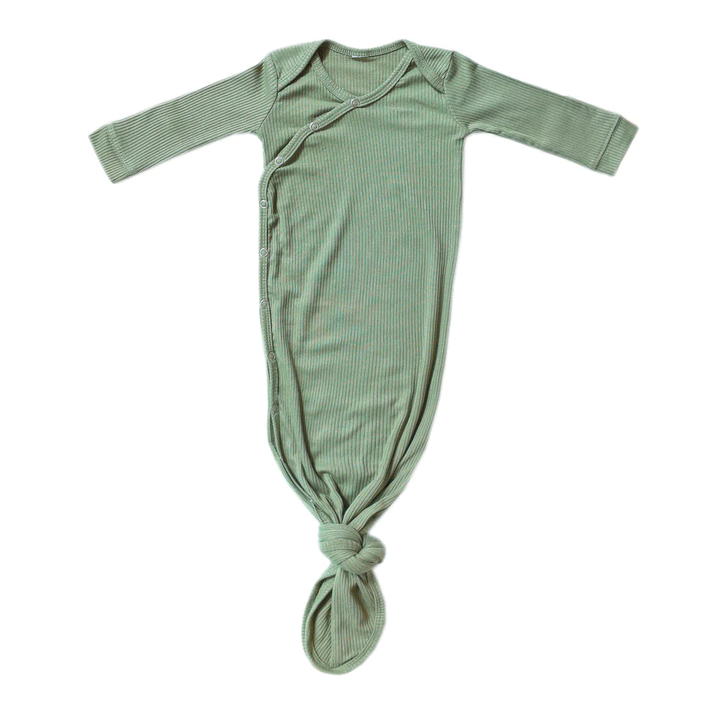 Clover Rib Knit Knotted Gown 130 BABY BOYS/NEUTRAL APPAREL Copper Pearl NB-3m