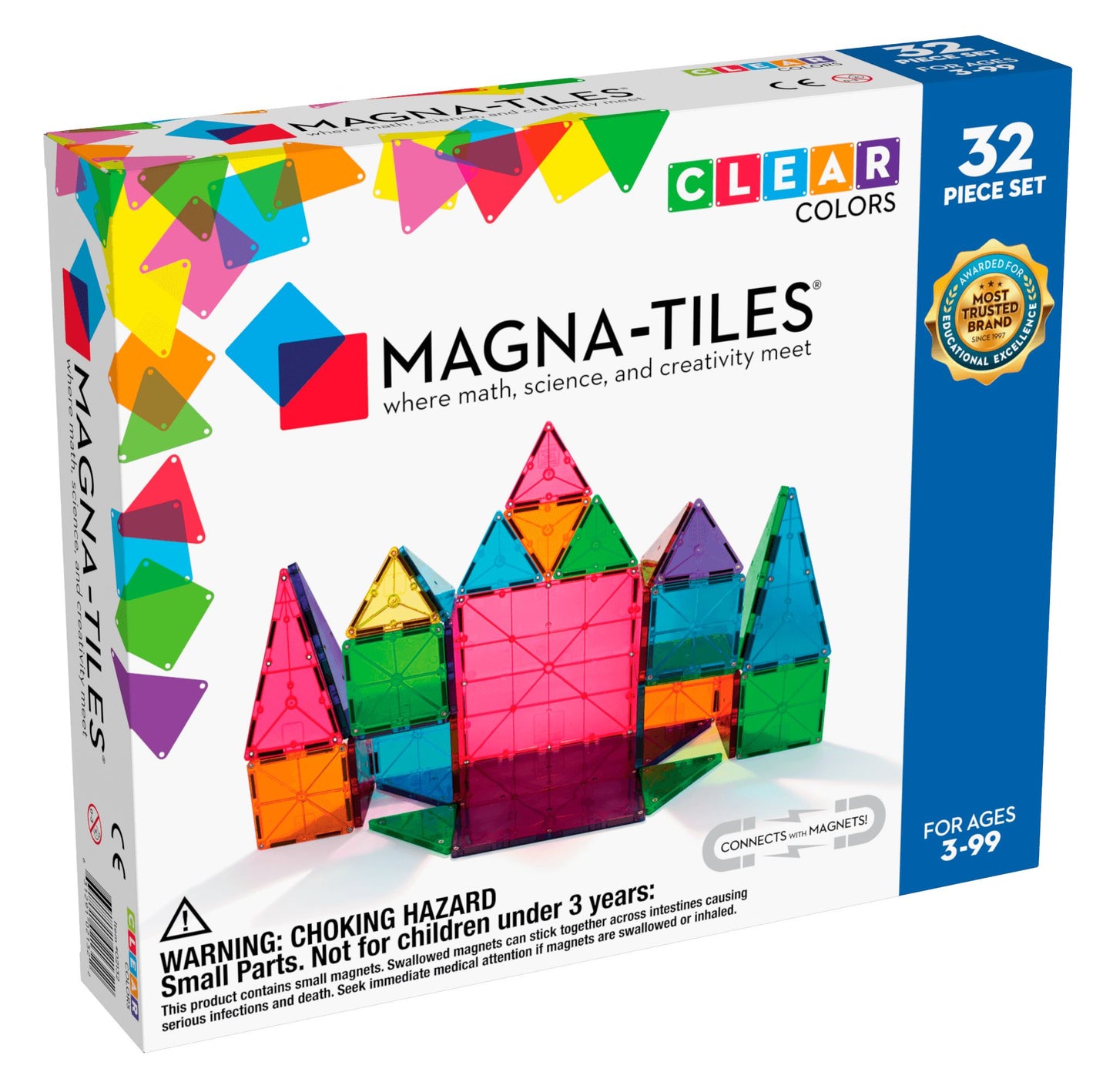 Magna-Tiles® Clear Colors 32-Piece Set 196 TOYS CHILD Magnatiles