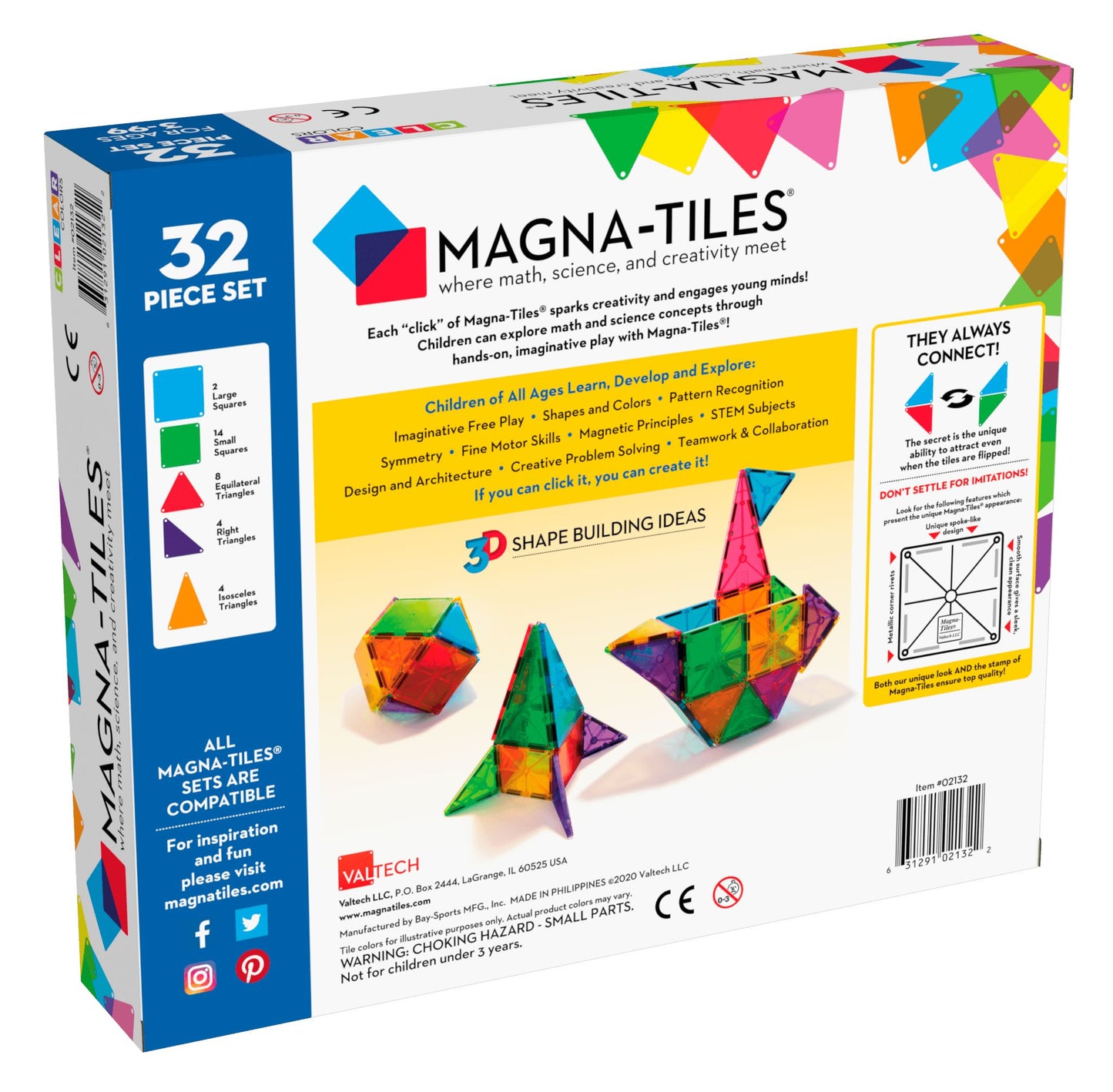 Magna-Tiles® Clear Colors 32-Piece Set 196 TOYS CHILD Magnatiles