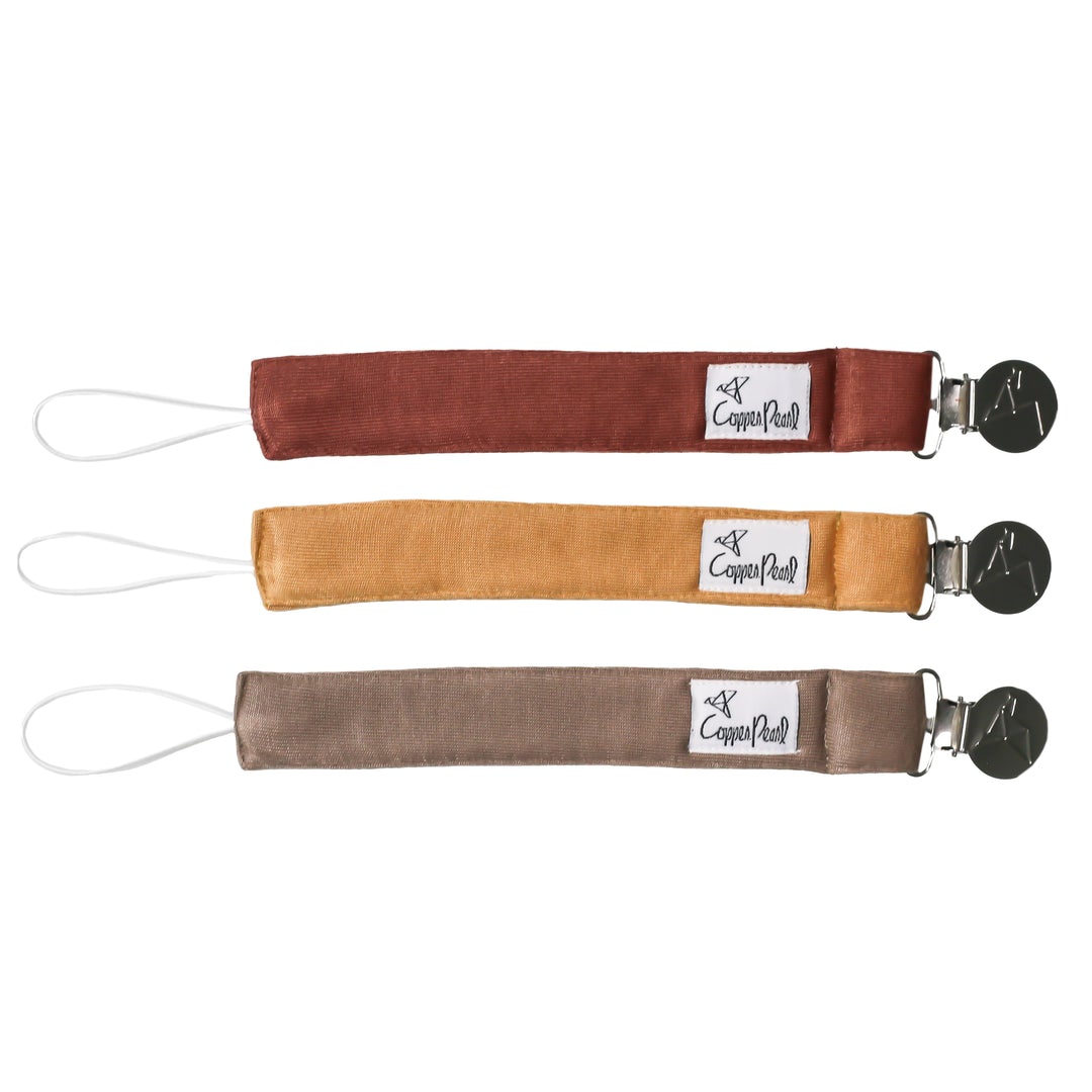 Pacifier Clip Set 180 BABY GEAR Copper Pearl Dune