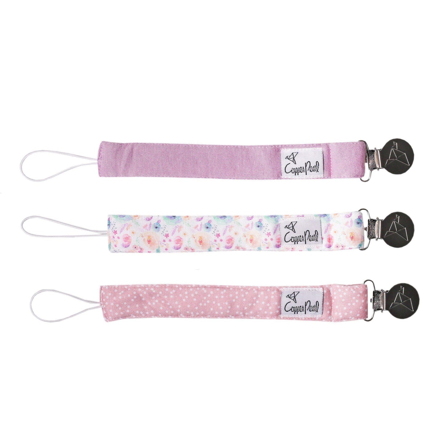 Pacifier Clip Set Pacifiers Copper Pearl Bloom (Watercolor Floral)