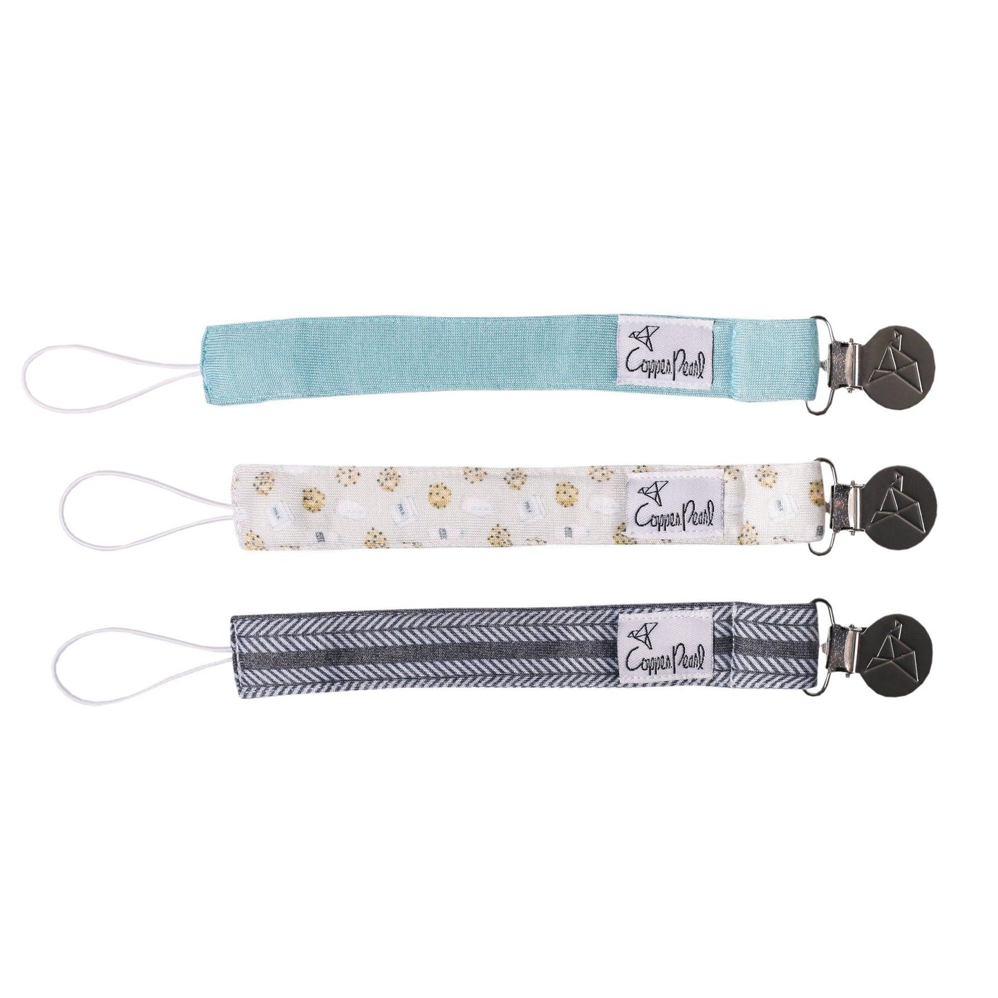 Pacifier Clip Set Pacifiers Copper Pearl Chip (Cookies)