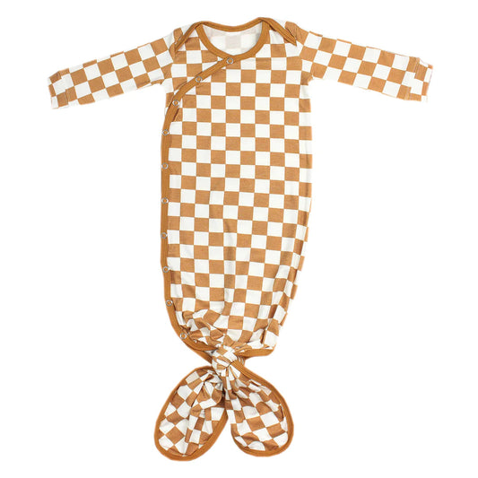 Rad Check Knotted Gown 130 BABY BOYS/NEUTRAL APPAREL Copper Pearl NB-3m