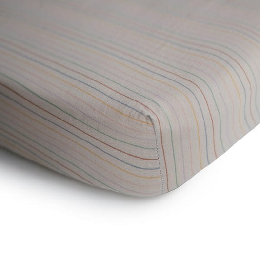 Retro Stripes Muslin Crib Sheet 180 BABY GEAR Mushie