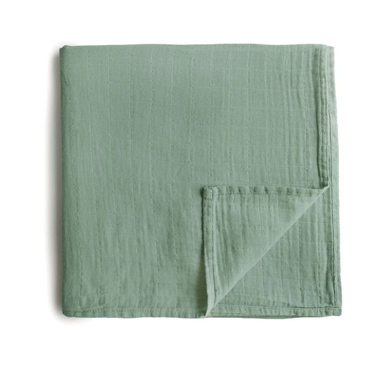 Roman Green Organic Cotton Muslin Swaddle 180 BABY GEAR Mushie
