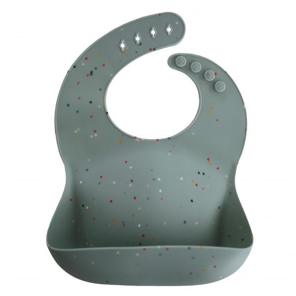 Silicone Bib 180 BABY GEAR Mushie Cambridge Blue Confetti