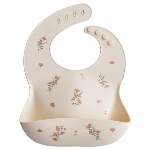 Silicone Bib 180 BABY GEAR Mushie Pink Flowers