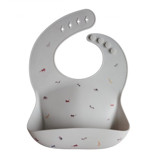 Silicone Bib 180 BABY GEAR Mushie Safari Light Grey