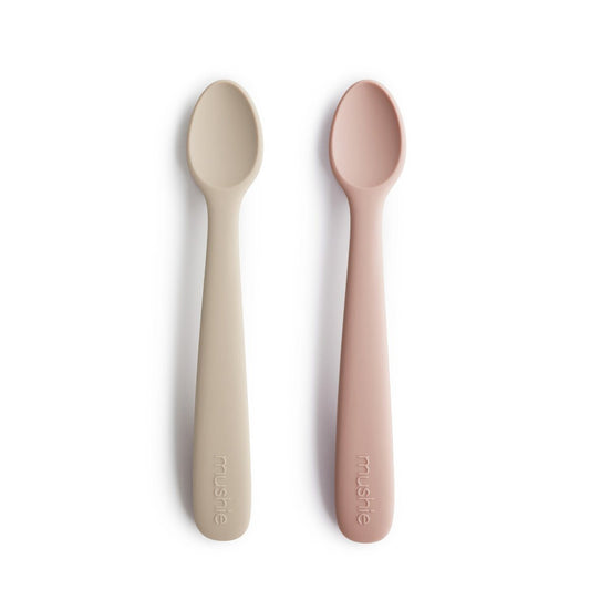 Silicone Spoons Utensils Mushie Blush/Sand 