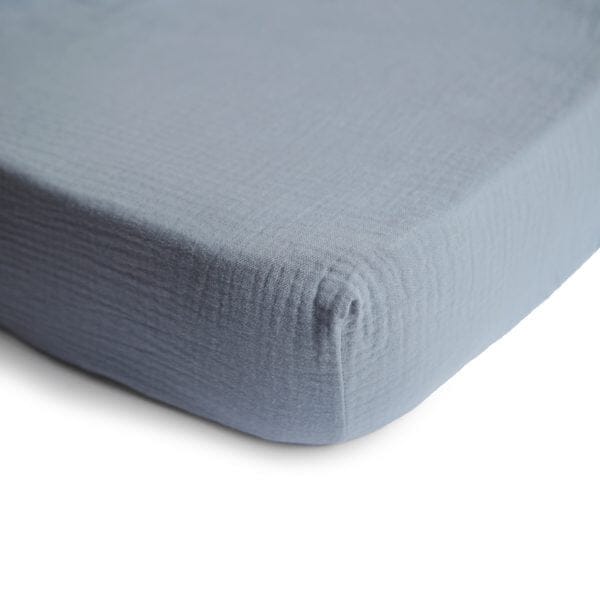 Tradewinds Blue Muslin Crib Sheet 180 BABY GEAR Mushie