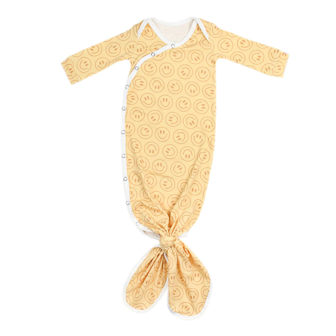 Vance (Smiley Face) Knotted Gown 130 BABY BOYS/NEUTRAL APPAREL Copper Pearl NB-3m