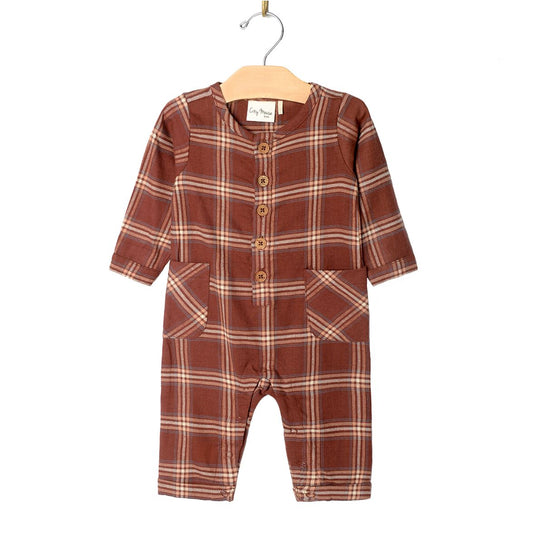 Rust Plaid Flannel Romper