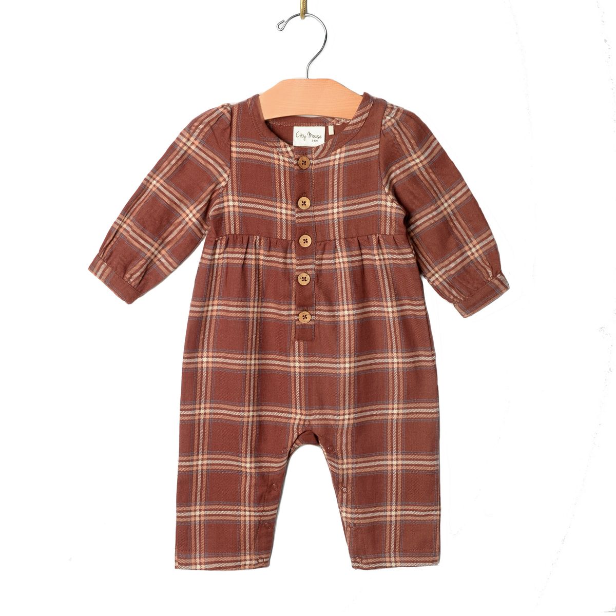 Rust Plaid Gathered Romper