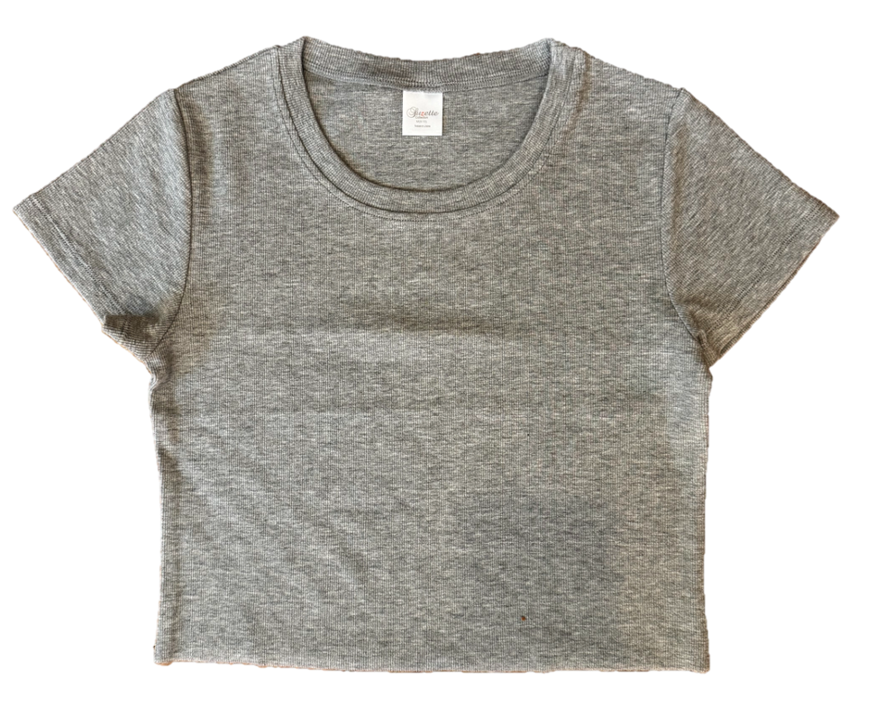 Heather Gray Ribbed Boxy Tee