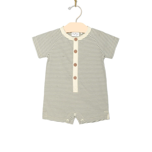 Steel Stripe Button Romper