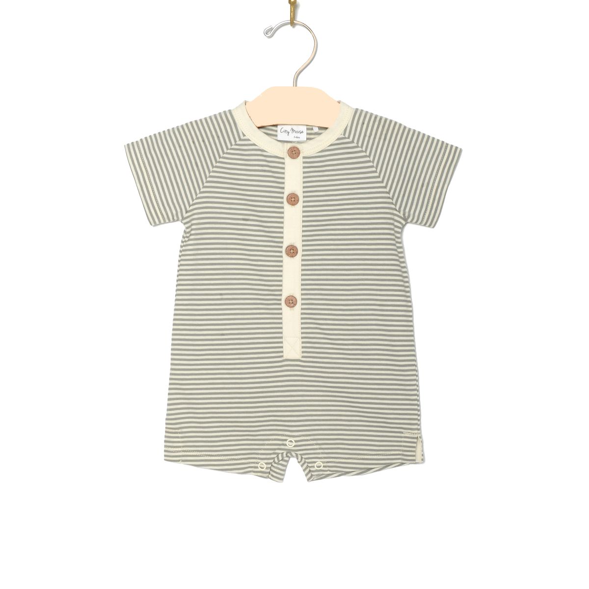 Steel Stripe Button Romper