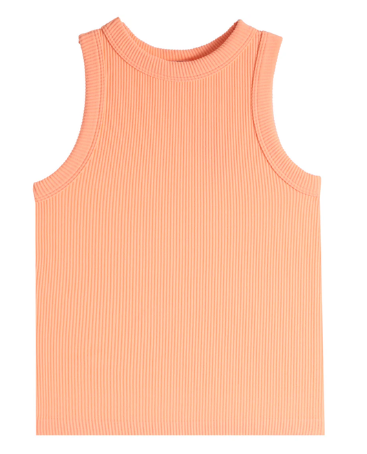 Coral High Neck Rib Tank