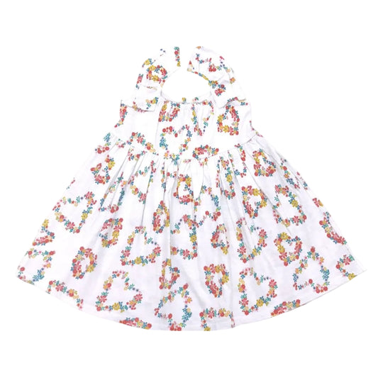 Floral dress with colorful patterns on a white background