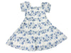 Blue Floral Embroidery Dress