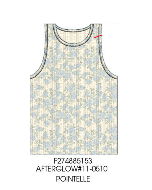 Blue Floral Pointelle Tank