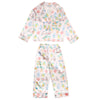 Children's pajama set with colorful pattern on a white background