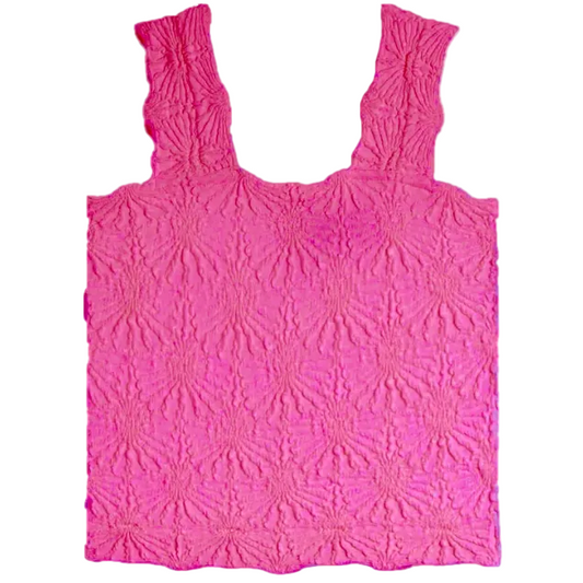 Pink textured tank top on a white background