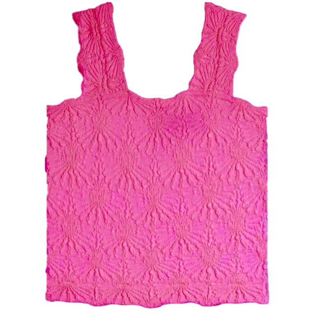 Pink textured tank top on a white background