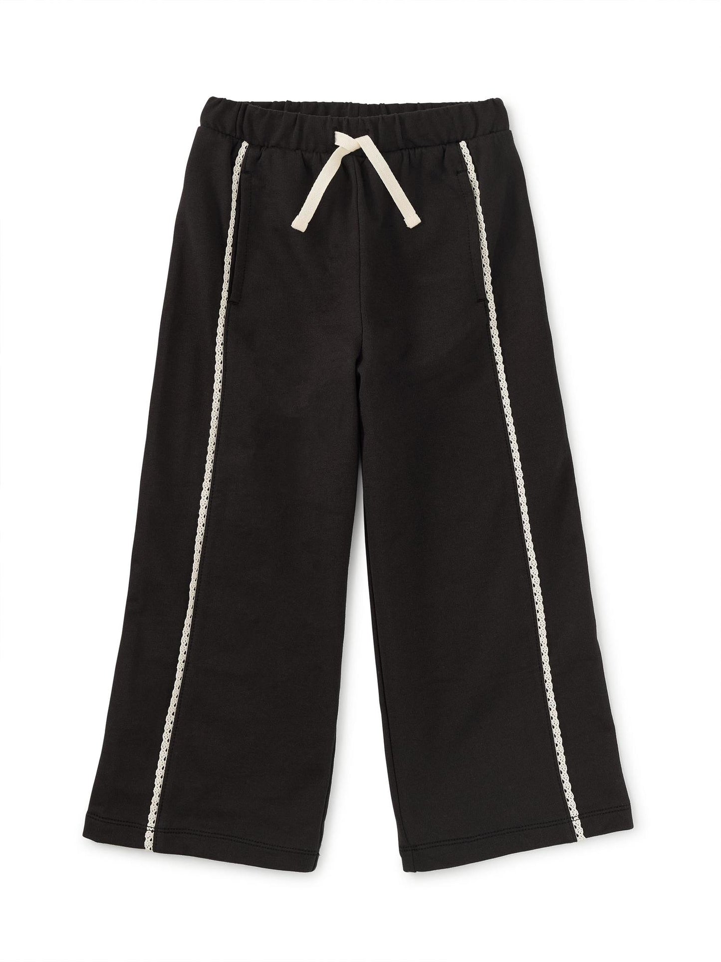 Black Lace Trim Track Pants