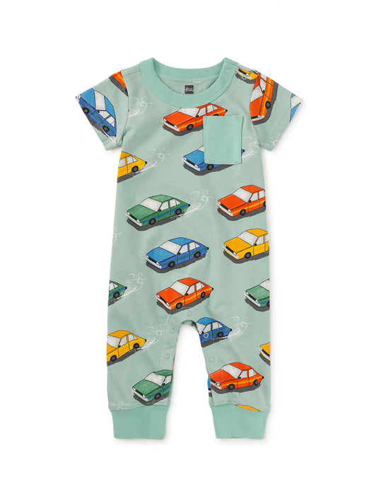 Vintage Cars Pocket Romper