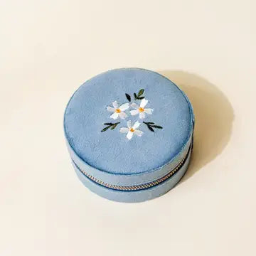 Misty Blue Velvet Jewelry Case