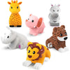 Set of colorful animal figurines on a white background
