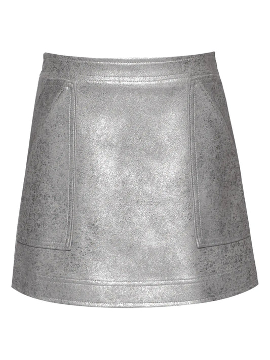 Silver Faux Leather Skirt