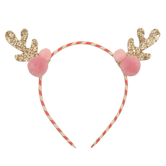 Stripe Pom Pom Reindeer Headband