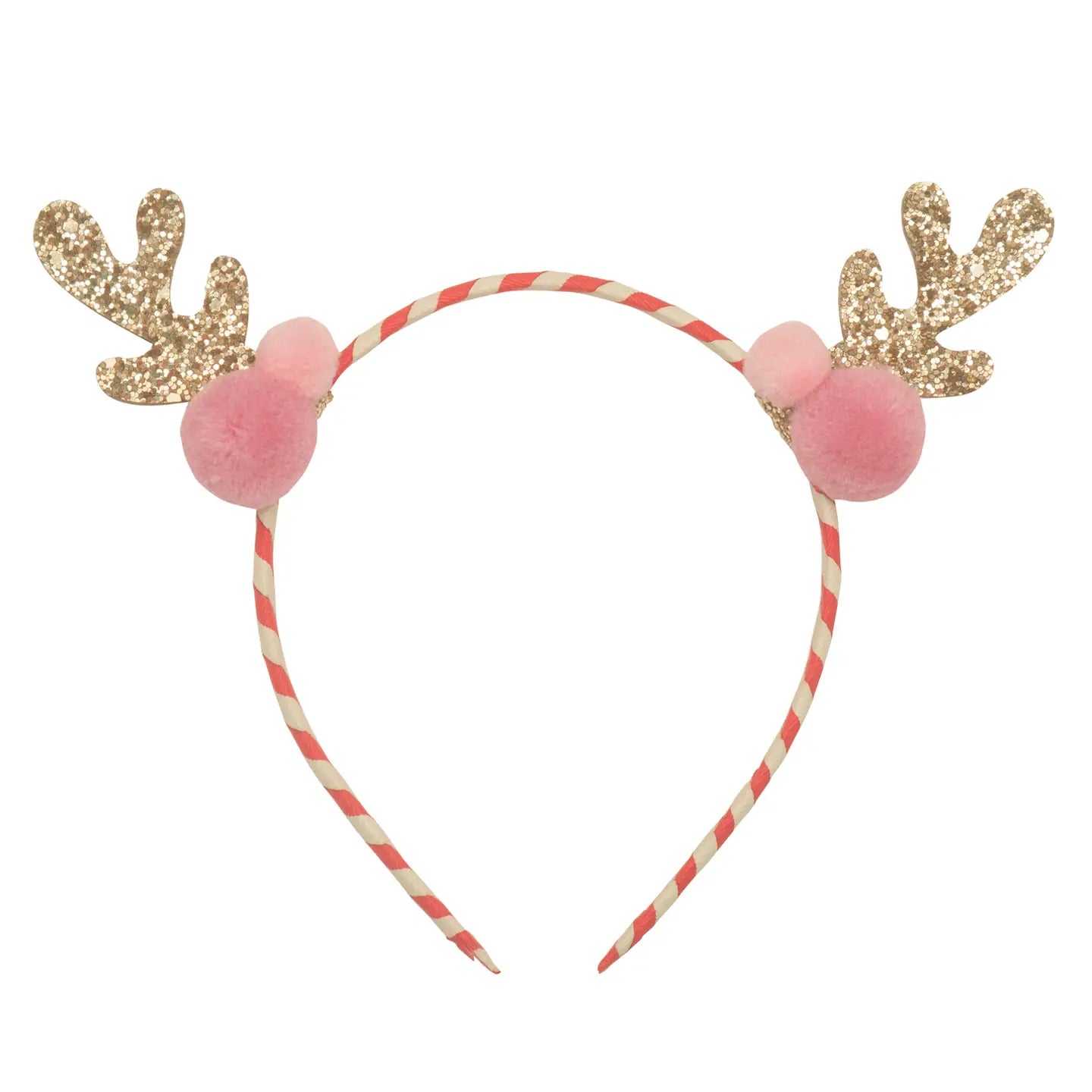 Stripe Pom Pom Reindeer Headband