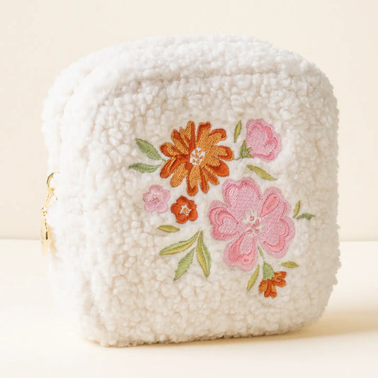 Floral Pink Square Teddy Pouch