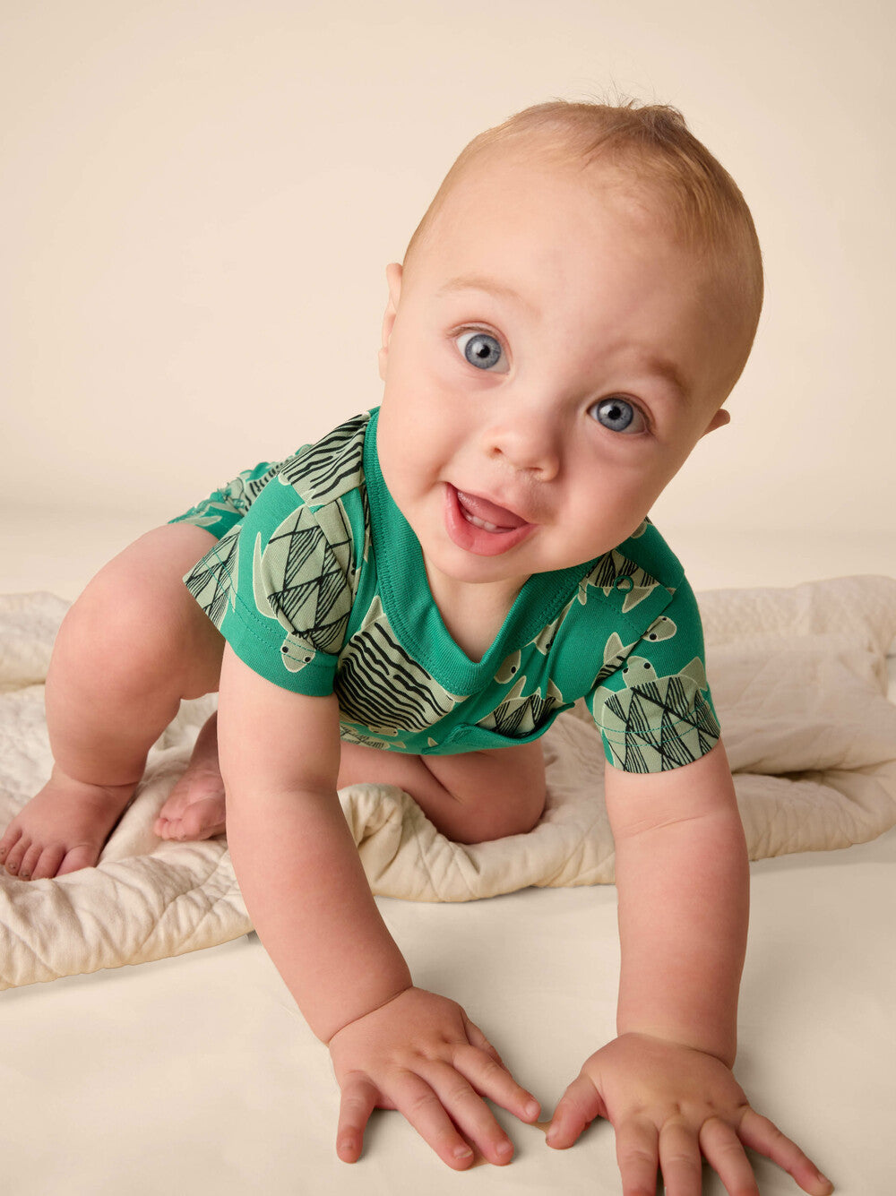 Tiled Turtles Pocket Romper